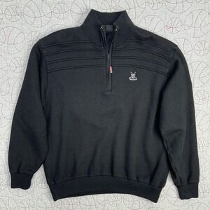 Oscar Jacobson WPS Lined 1/4 Zip Wind Golf Sweater Black Orson Wool / Mens XXL